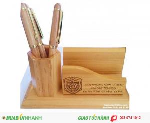 Khay cắm bút gỗ | Khay cắm bút khắc logo