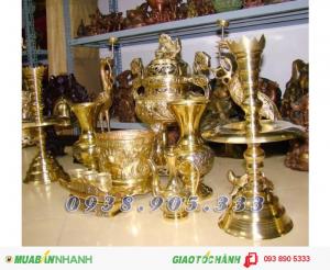 Bộ đỉnh đồng song long màu vàng bóng 50cm