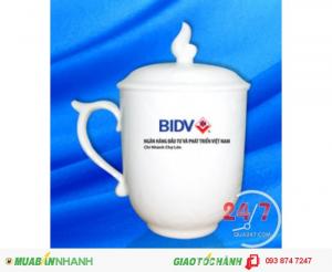 Ly sứ 04 có nắp - gốm sứ cao cấp Minh Long - in logo số lượng lớn giá cực tốt