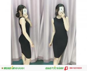 Đầm body thun gân sát nách