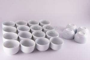 Bộ chén rượu dáng bầu men trắng sứ Bát Tràng