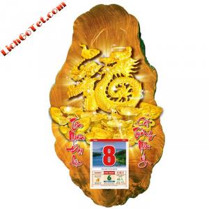 lịch gỗ tết rồng vàng may mắn,lịch gỗ phong thủy, lịch gỗ treo tường, lịch gỗ, lịch tết rồng vàng may mắn