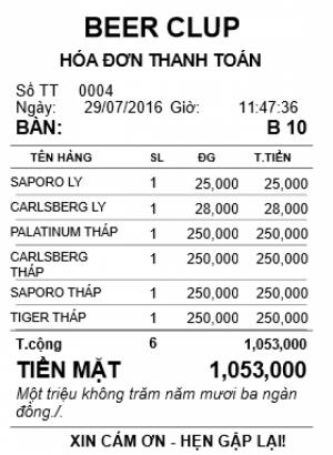 Hóa đơn thanh toán