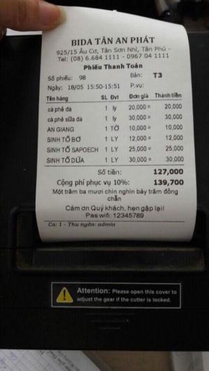 Máy in hóa đơn thu ngân, in bếp cho quáncafe, nhà hàng