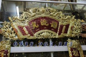 Hoành phi câu đối đồng vàng sơn đỏ 1m55
