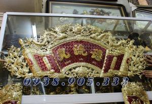 Hoành phi câu đối đồng vàng sơn đỏ 1m55