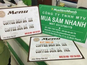 In thực đơn, in menu quán cafe loại hình treo tường, áp lên tường, khổ nhỏ | Chất liệu: PP cán format, cán màng mờ | Loại hình in: in phun kỹ thuật số, in nhanh, có hàng ngay trong ngày