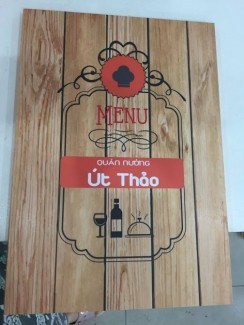 In menu cho quán Út Thảo - Menu PP cán format, PP in mực nước, cán màng mờ, bồi format | Loại: menu gấp 2, in full 4 mặt