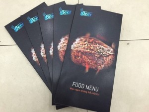 In menu cho quán iBeer - Menu PP cán format, PP in mực nước, cán màng mờ, bồi format | Loại: menu gấp 2, in full 4 mặt
