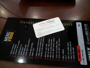 Menu nhựa dạng tấm đơn cho quán bar - menu food - menu thức ăn cho quán bar | Thực hiện in bởi In Thực Đơn