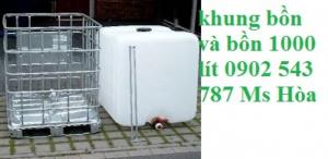 khung thép và bồn bên trong bồn 1000 lít