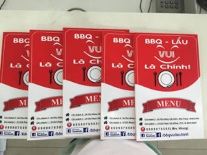 In thực đơn, menu quán lẩu, BBQ - lẩu tại TPHCM