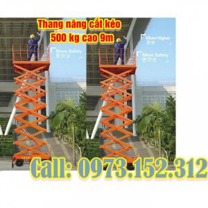 Xe nâng người cắt kéo, thang nâng người bán tự hành cao 9m, giá rẻ