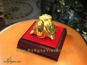 HotHot-tượng rùa cõng sách mạ vàng để bàn làm việc.MS05