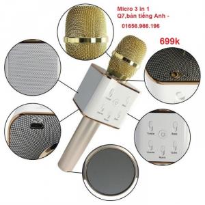 Micro kiêm Loa Bluetooth hát Karaoke 3 trong 1 Q7,tiếng Anh (bao giá rẻ và ship hàng toàn quốc)