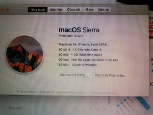 Bán gấp Macbook Air 2014 98%
