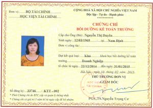 Chứng chỉ kế toán trưởng doanh nghiệp