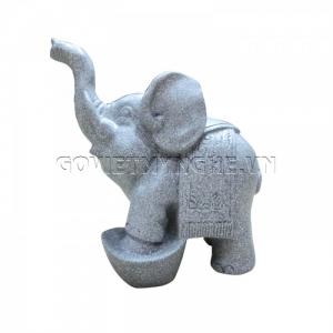 Tượng Đá Trang Trí Phong Thủy - Con Voi Thỏi Vàng (Màu Đá), Dài 12 x Rộng 6 x Cao 12 (cm), Giá - 155.000₫.