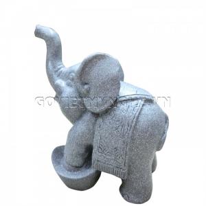 Tượng Đá Trang Trí Phong Thủy - Con Voi Thỏi Vàng (Màu Đá), Dài 12 x Rộng 6 x Cao 12 (cm), Giá - 155.000₫.