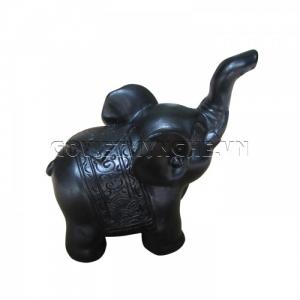 Tượng Voi Đá Trang Trí Phong Thủy N1 (Màu Đen) - Dài 12cm x Rộng 6cm x Cao 12cm .