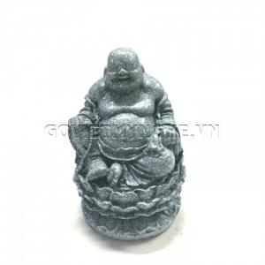 Tượng đá phật di lặc ngồi tòa sen- màu trắng