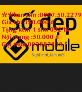 Sim gmobile 0997502279 gia 150k tang kem 1 sim 092 tk noi mang 50 k