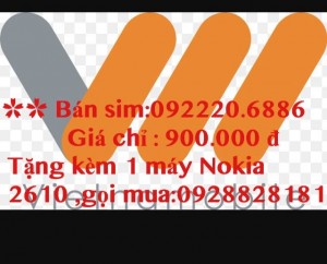 Bán sim 0922206886 giá 900.000 đ tặng Nokia 2610