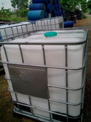 Tank nhựa, bồn nhựa, tank IBC 1000 lít, bồn nhựa trắng có khung thép bao quanh