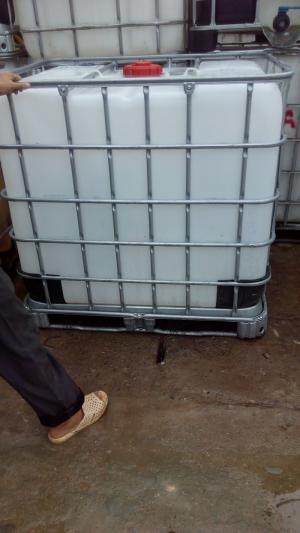 Tank nhựa, bồn nhựa, tank IBC 1000 lít, bồn nhựa trắng có khung thép bao quanh