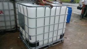 Tank nhựa, bồn nhựa, tank IBC 1000 lít, bồn nhựa trắng có khung thép bao quanh