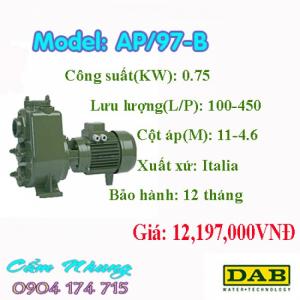 Máy bơm ly tâm trục ngang tự mồi, cánh hở SAER AP/97-B 0.75KW