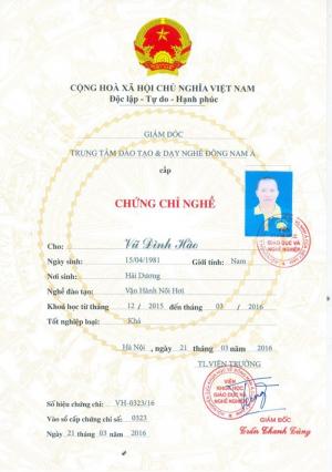Mẫu Chứng Chỉ Vận Hành Lò Hơi