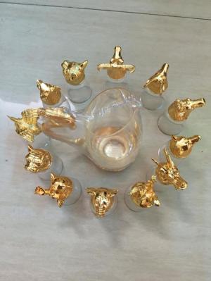 Qùa tết -BỘ LY 12 CON GIÁP MẠ VÀNG