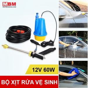 Bộ rửa xe mini máy bơm chìm 12V 60W Súng áp lực – Không thùng