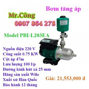 Máy bơm nước tăng áp giá rẻ tích hợp biến tần chịu nhiệt Wilo PBI-L203EA 0.75KW