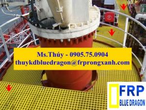 Nắp đậy mương thoát nước loại frp grating không rỉ sét, vật tư thay thế sàn thép