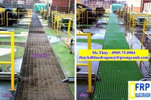 Sàn lót đi lại trên mái nhà frp grating, nắp đậy mương thoát nước không sét