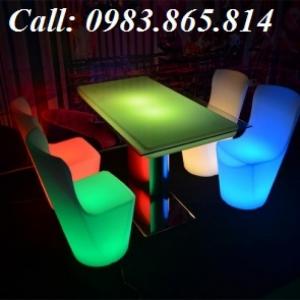 Bàn ghế nhựa đổi màu, bàn ghế led, bàn ghế nhà hàng,