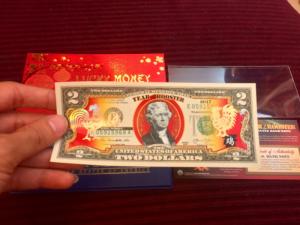 2 $ dola hình con Gà vàng 2017 & 8 tờ 2 $ dola 8888 nguyên tấm chưa cắt