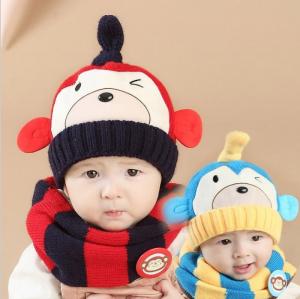 Bộ khăn nón len cho Bé hình khỉ con nháy mắt tại Cycybon