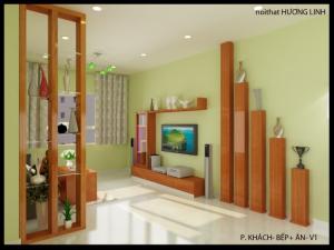Kệ tivi gắn liền tủ trưng bày
