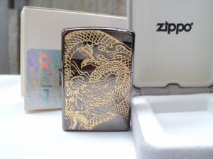 Zippo USA - Saphire & Khắc RỒNG Vàng 14k ( Fullbox )
