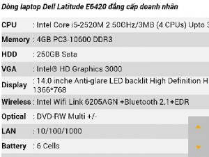 Bán laptop Del 6420l i5 ram 4g giá rẻ