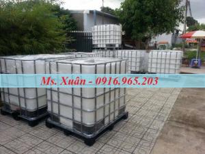 Bồn nhựa 1000 lít có khung thép bao quanh thùng đựng hóa chất, tank ibc 1000 lít đựng dung môi công nghiệp