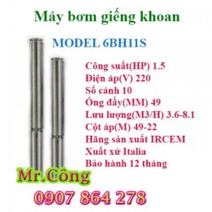 Máy bơm hoả tiễn IRCEM 4inch 6BH11S 1.5HP