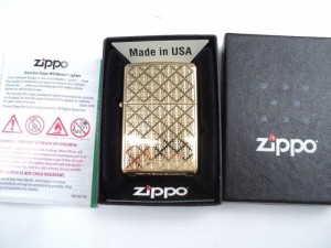 Zippo USA Polish Brass Hoa Văn ( Mới, Fullbox )