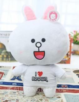 Thỏ bông Cony mặc áo I Love Brown