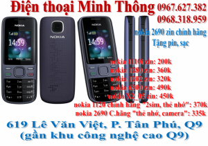 Điện thoại nokia 2690, 1280 zin chính hãng giá rẻ nhất quận 9, thủ đức, quận 2, tp.hcm