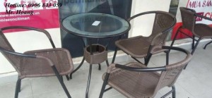 Bàn ghế nhựa giả mây cho cafe sân vườn, miễn phí vận chuyển