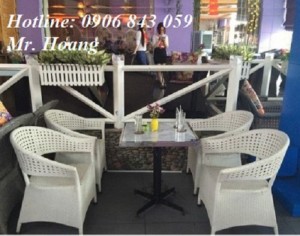 Bàn ghế nhựa mây cafe giá xưỡng, miễn phí vận chuyển